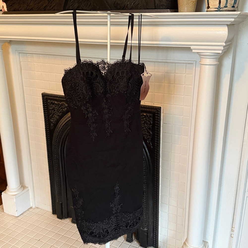 Haute‎ Monde Black Dress with Lace Accents
